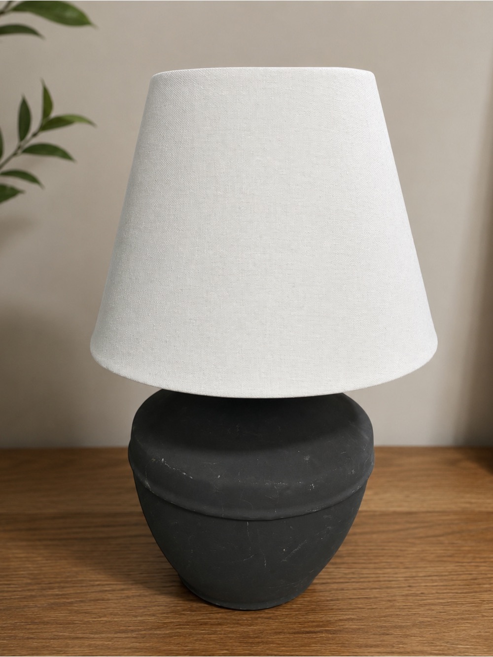 Threshold Grey & White Ceramic Table Lamp with Fabric Shade – Modern Home Decor